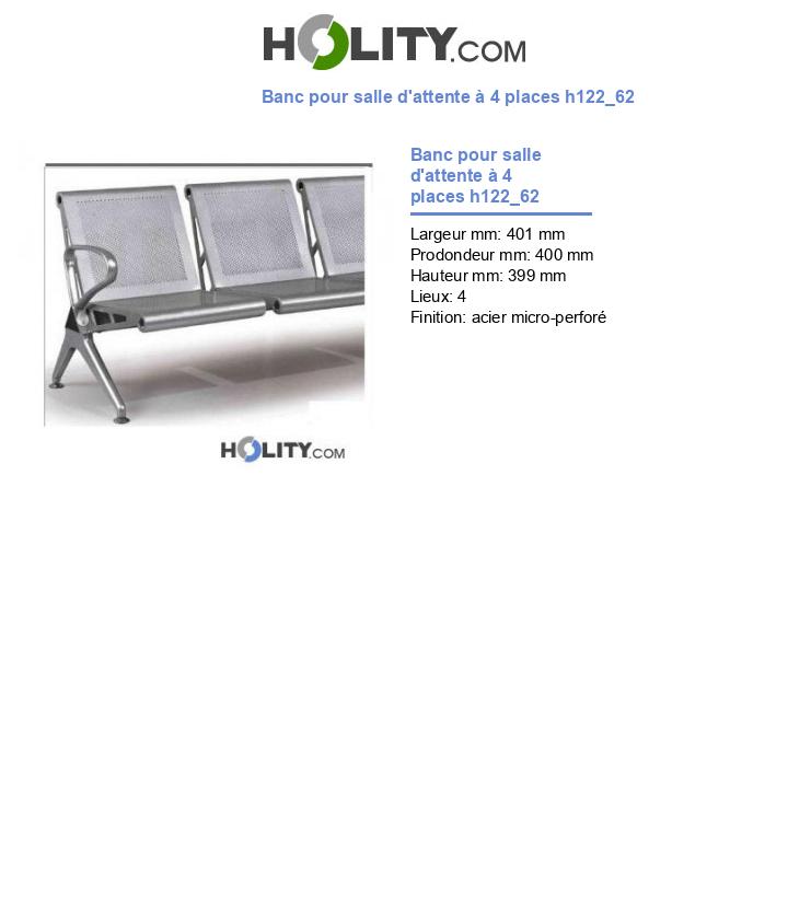 Banc pour salle d'attente à 4 places h122_62