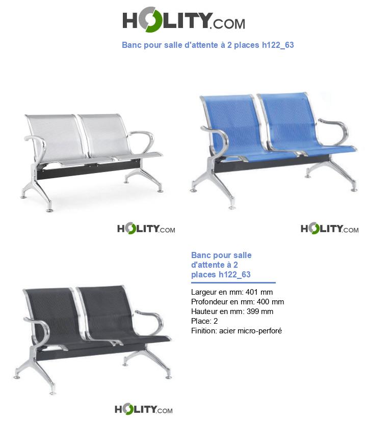 Banc pour salle d'attente à 2 places h122_63