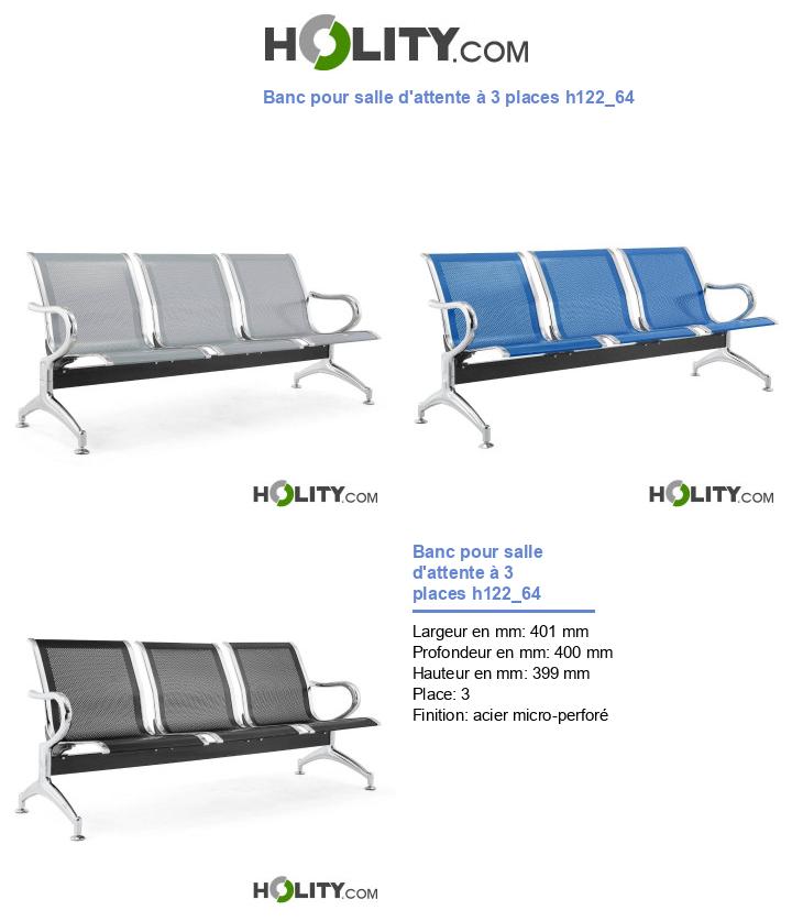 Banc pour salle d'attente à 3 places h122_64