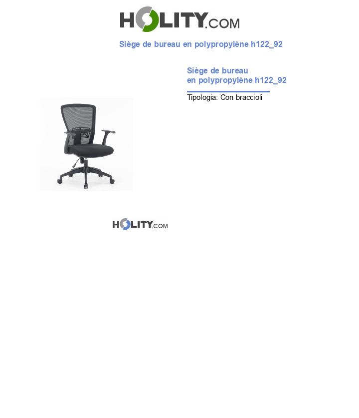 Siège de bureau en polypropylène h122_92