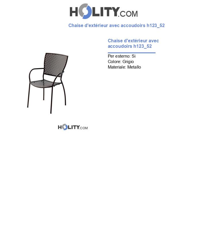 Chaise d'extérieur avec accoudoirs h123_52