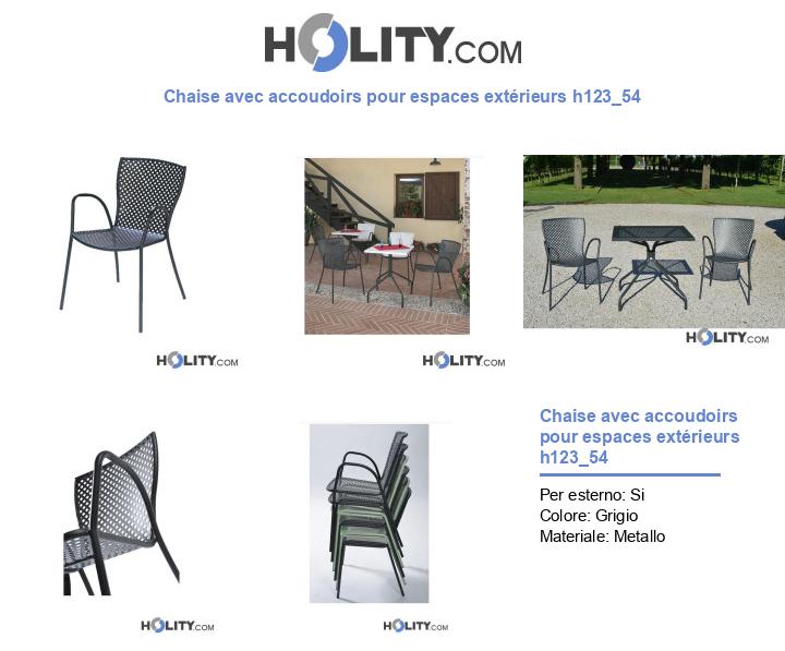 Chaise avec accoudoirs pour espaces extérieurs h123_54