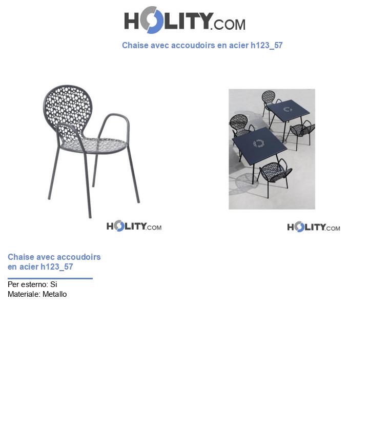 Chaise avec accoudoirs en acier h123_57