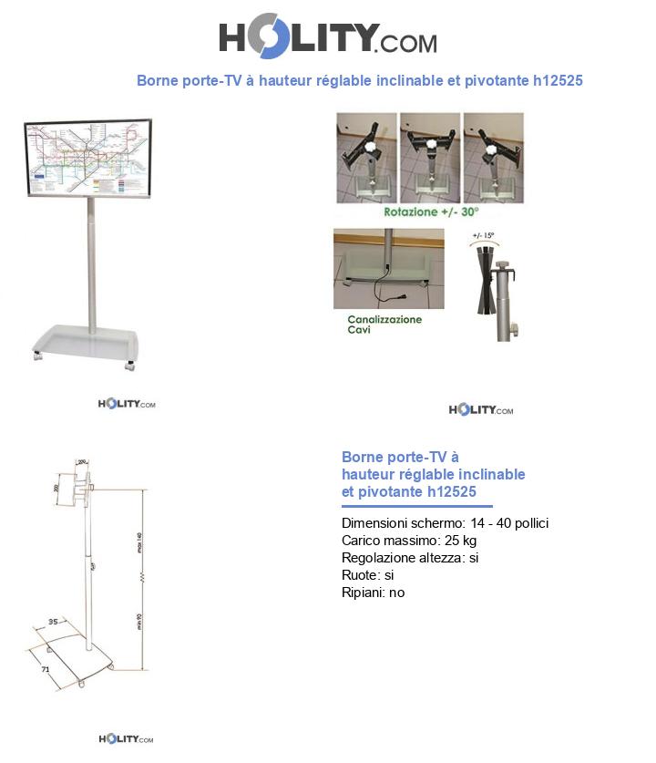 Borne porte-TV à hauteur réglable inclinable et pivotante h12525