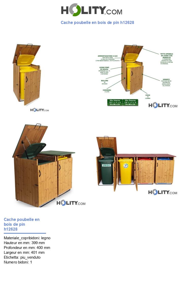Cache poubelle en bois de pin h12628