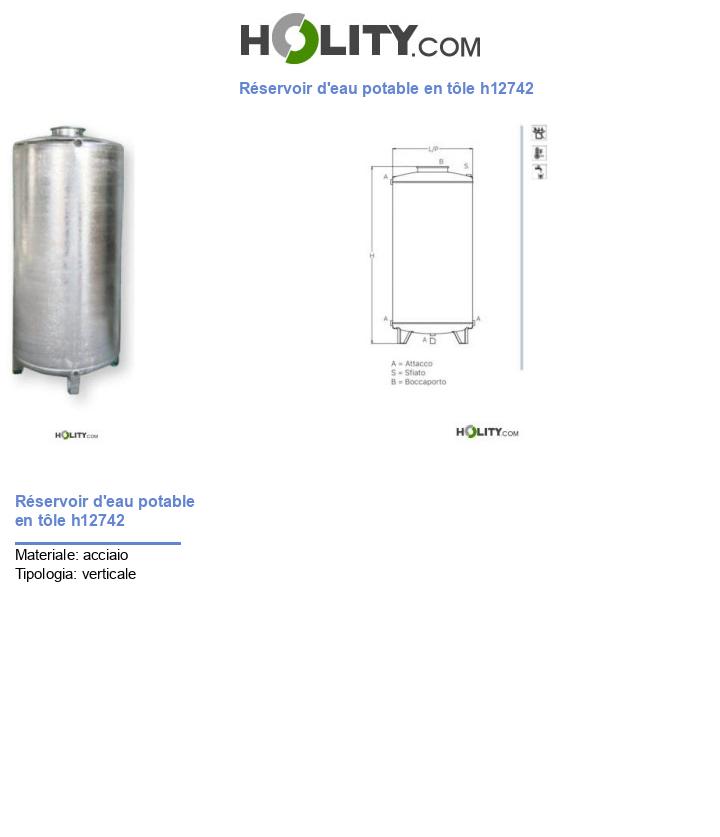 Réservoir d'eau potable en tôle h12742