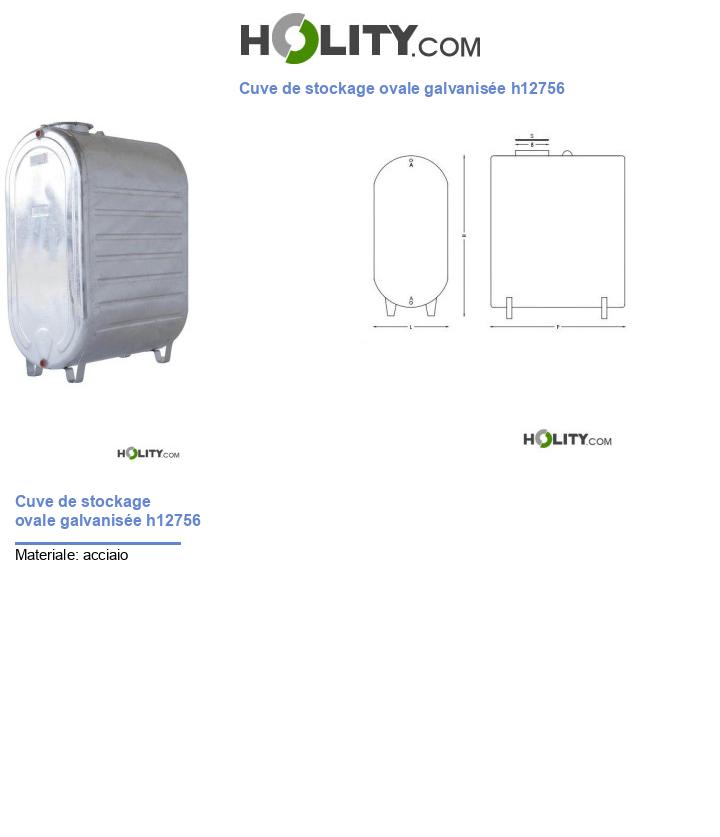 Cuve de stockage ovale galvanisée h12756