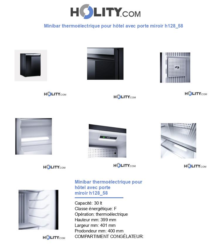 Minibar thermoélectrique pour hôtel avec porte miroir h128_58