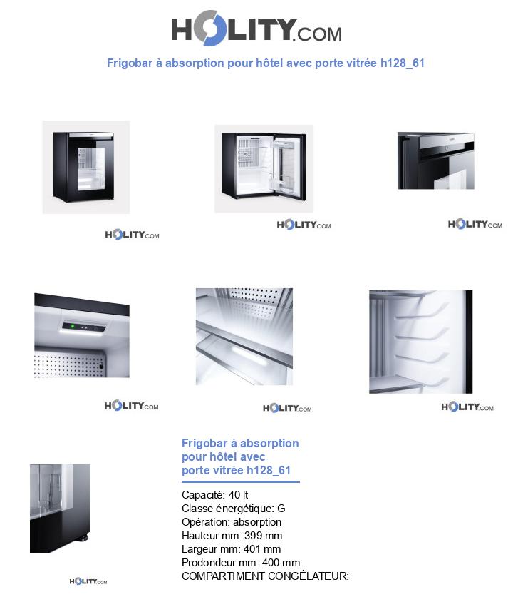 Frigobar à absorption pour hôtel avec porte vitrée h128_61