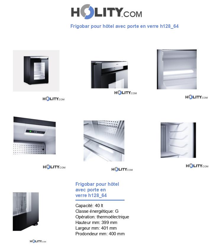 Frigobar pour hôtel avec porte en verre h128_64