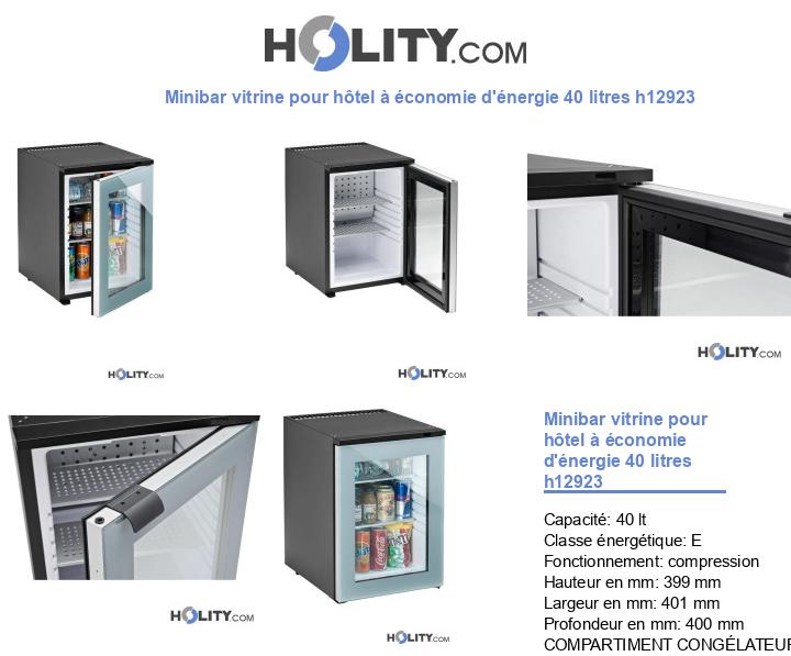 Minibar vitrine pour hôtel à économie d'énergie 40 litres h12923