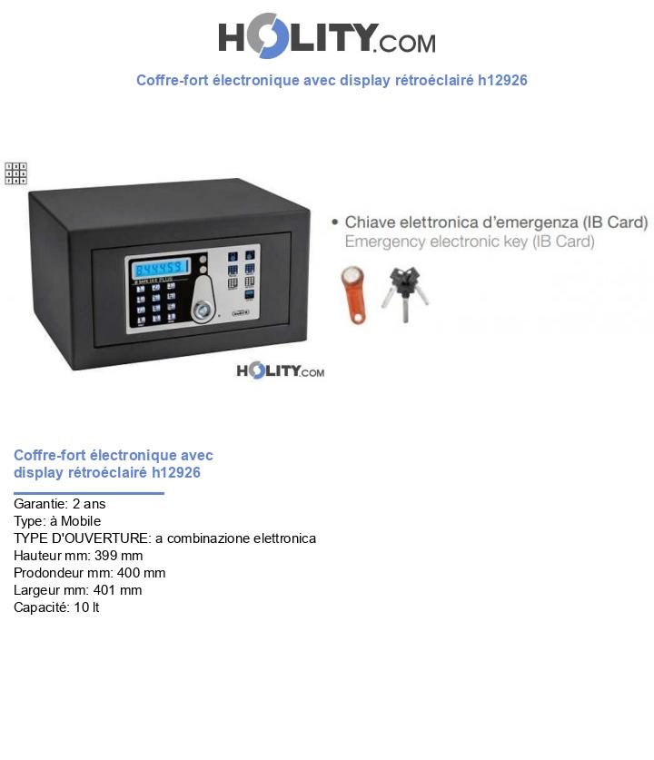 Coffre-fort électronique avec display rétroéclairé h12926