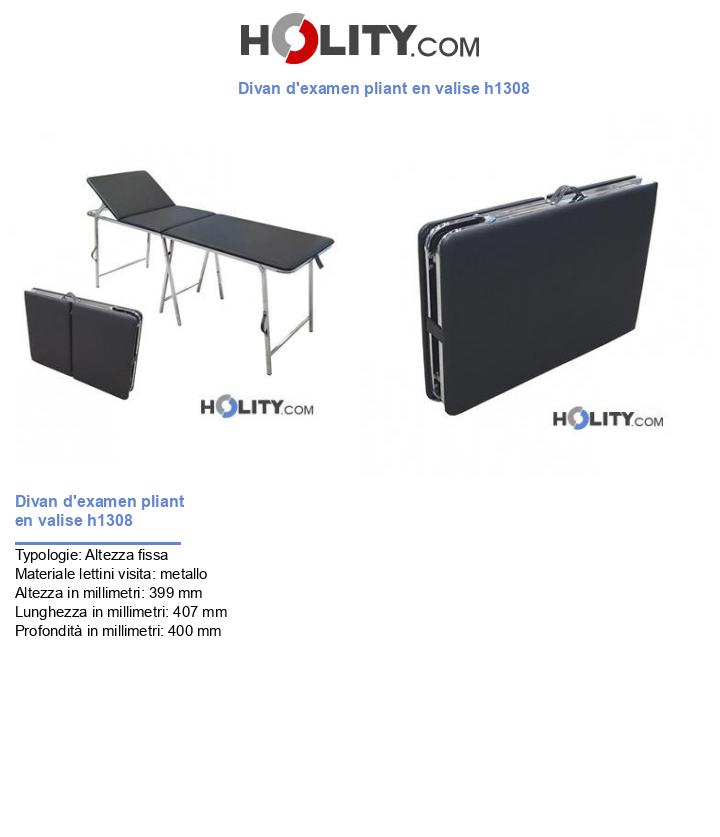 Divan d'examen pliant en valise h1308