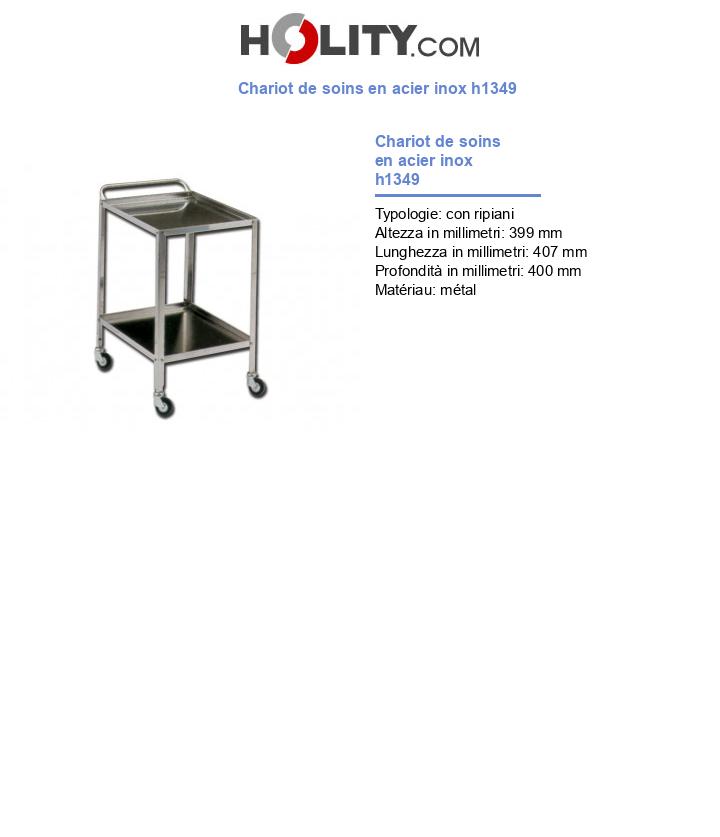 Chariot de soins en acier inox h1349
