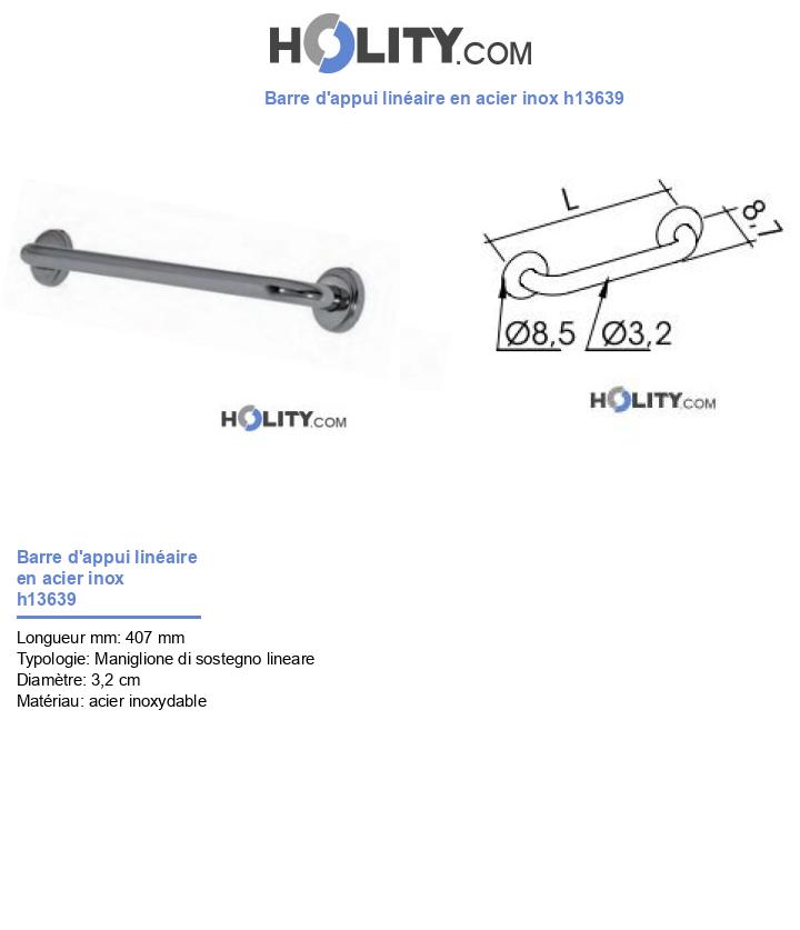 Barre d'appui linéaire en acier inox h13639