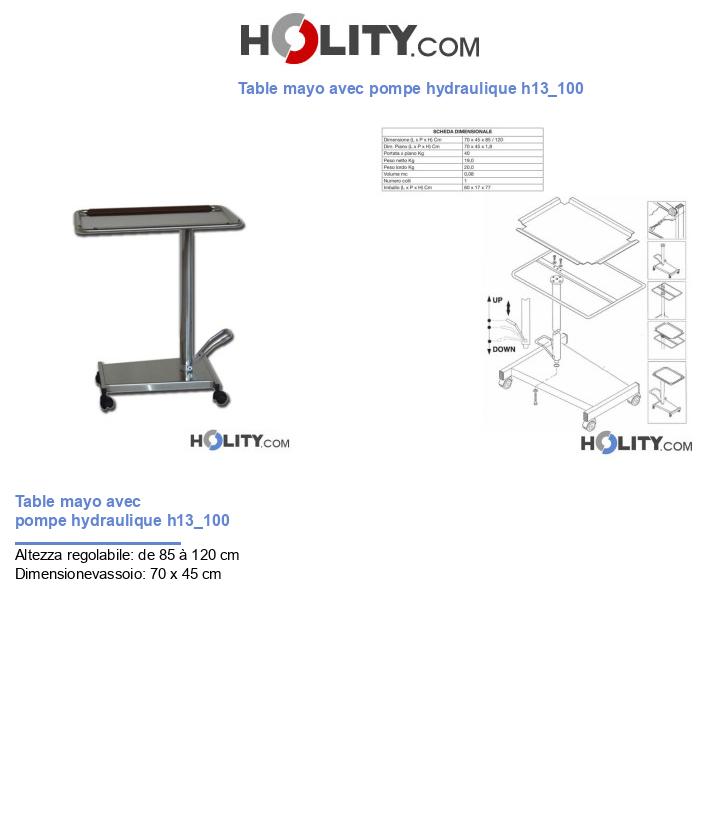 Table mayo avec pompe hydraulique h13_100