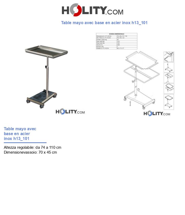 Table mayo avec base en acier inox h13_101