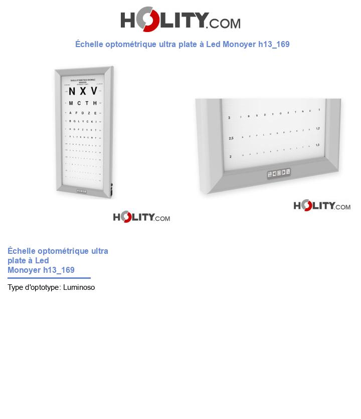 Échelle optométrique ultra plate à Led Monoyer h13_169