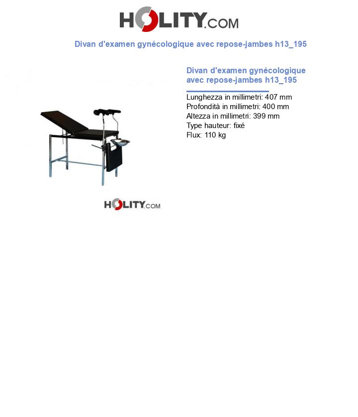Divan d'examen gynécologique avec repose-jambes h13_195
