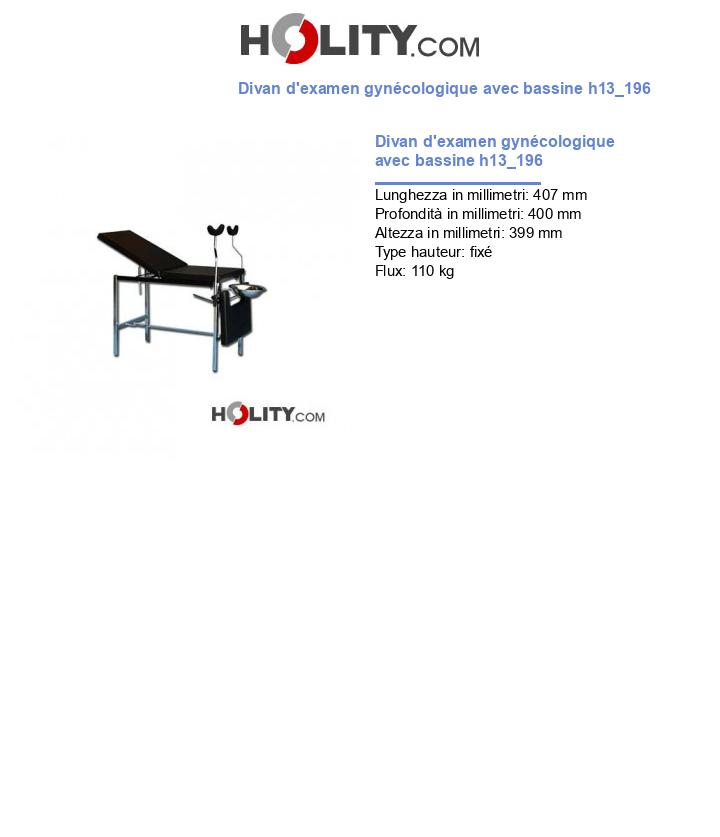 Divan d'examen gynécologique avec bassine h13_196