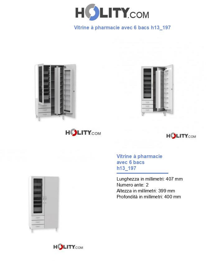 Vitrine à pharmacie avec 6 bacs h13_197