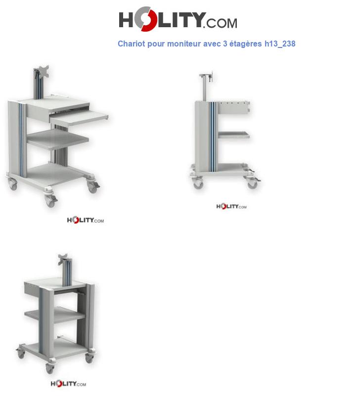 Chariot pour moniteur avec 3 étagères h13_238