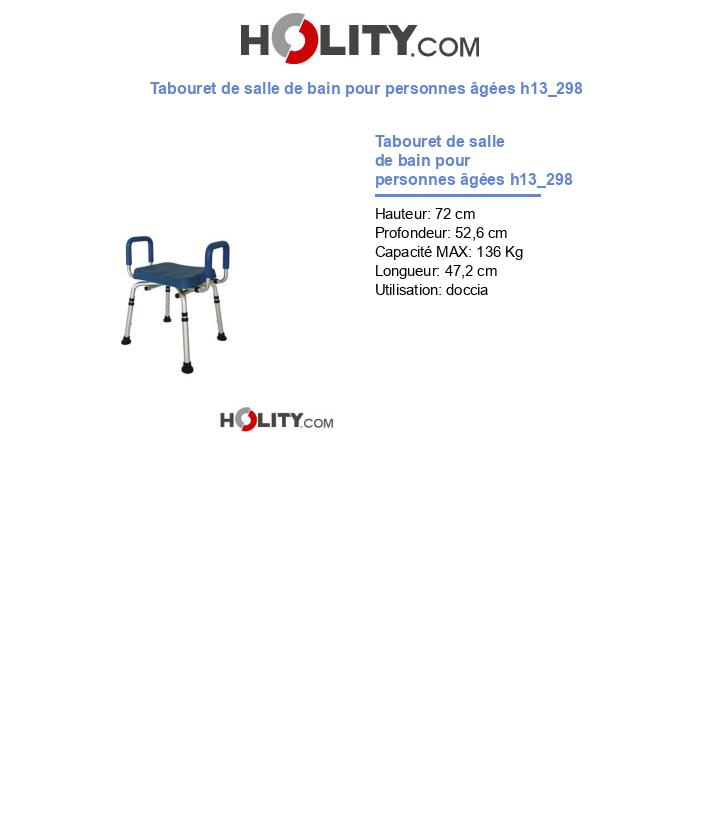 Tabouret de salle de bain pour personnes âgées h13_298