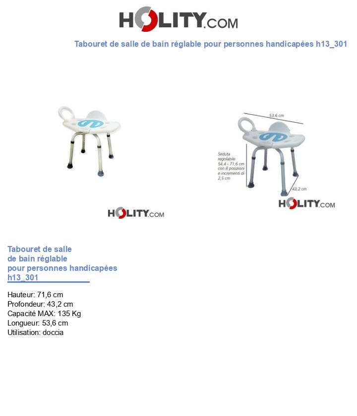 Tabouret de salle de bain réglable pour personnes handicapées h13_301