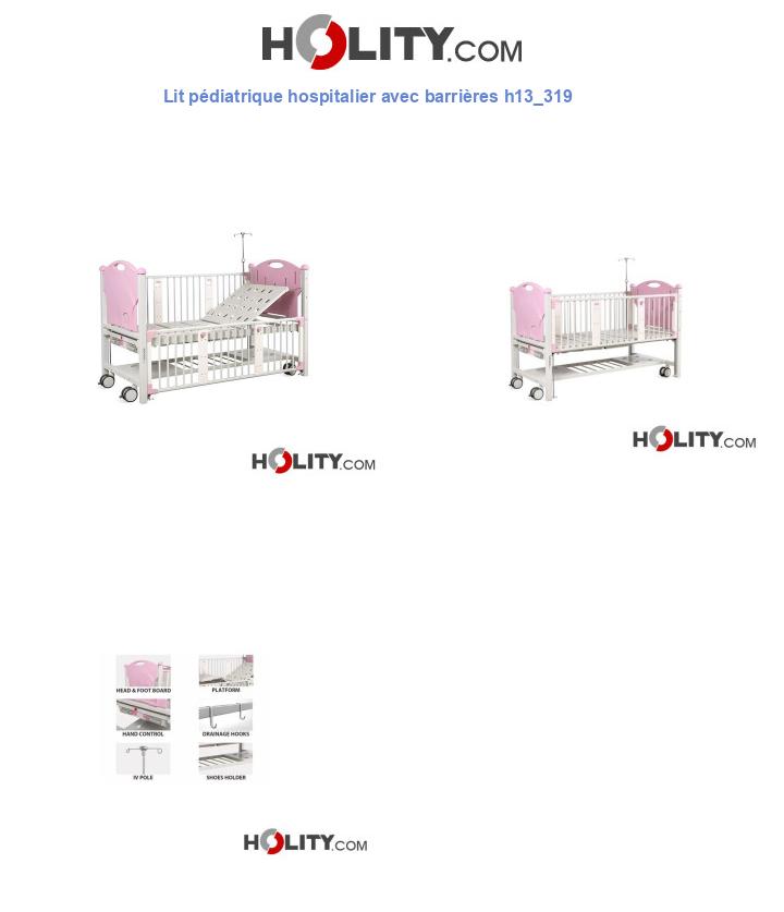 Lit pédiatrique hospitalier avec barrières h13_319