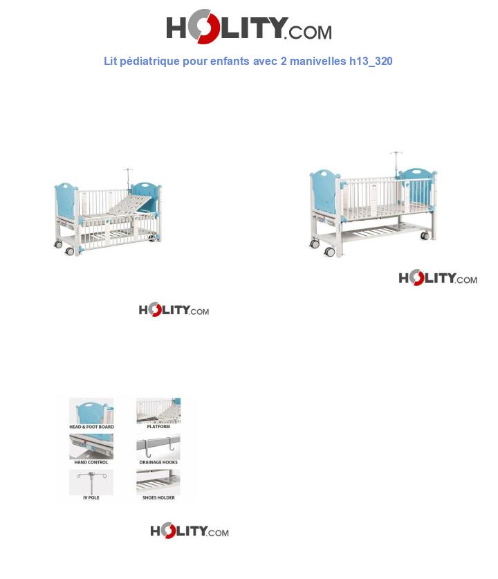 Lit pédiatrique pour enfants avec 2 manivelles h13_320