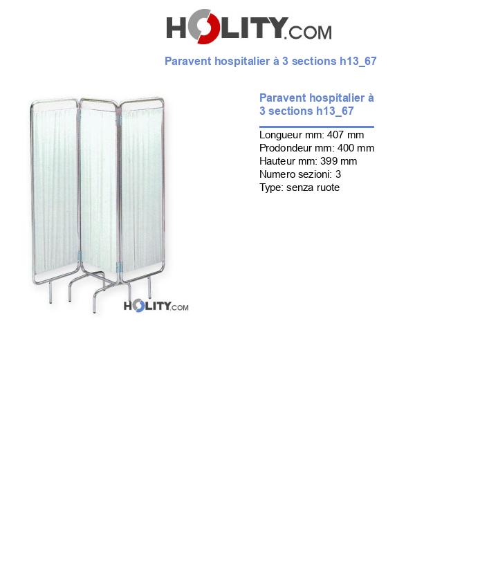 Paravent hospitalier à 3 sections h13_67