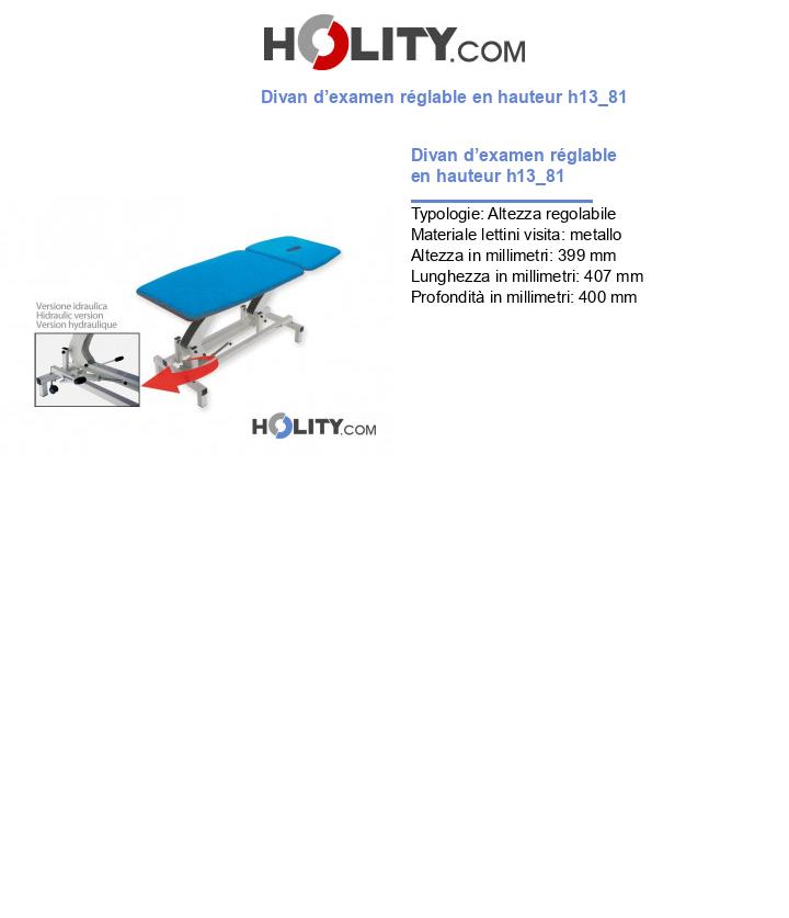 Divan d’examen réglable en hauteur h13_81