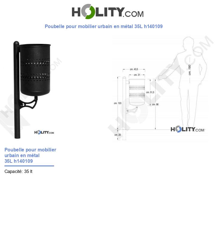 Poubelle pour mobilier urbain en métal 35L h140109