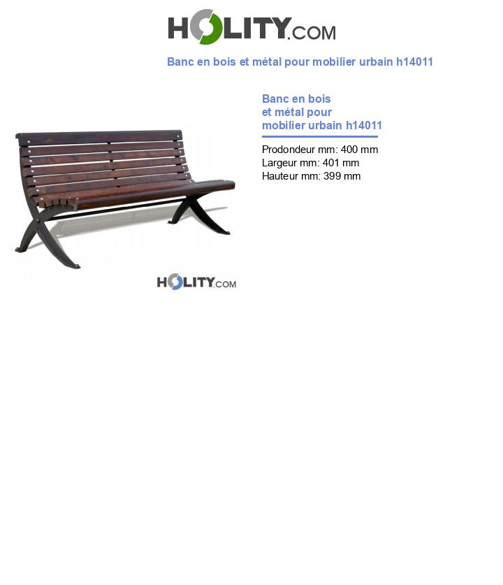 Banc en bois et métal pour mobilier urbain h14011