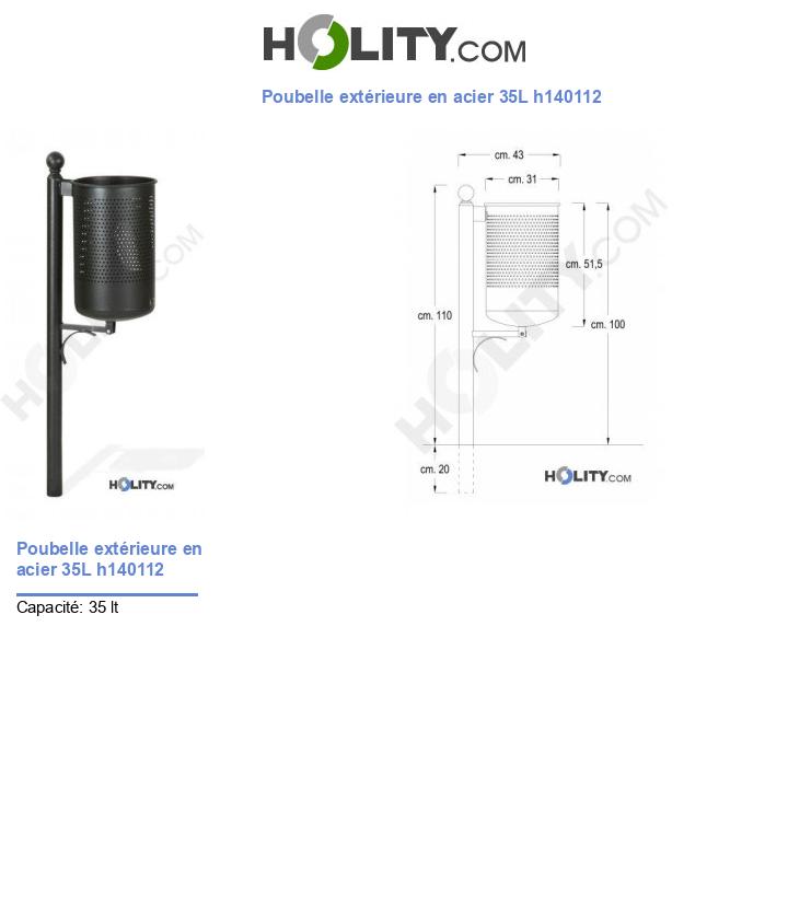 Poubelle extérieure en acier 35L h140112