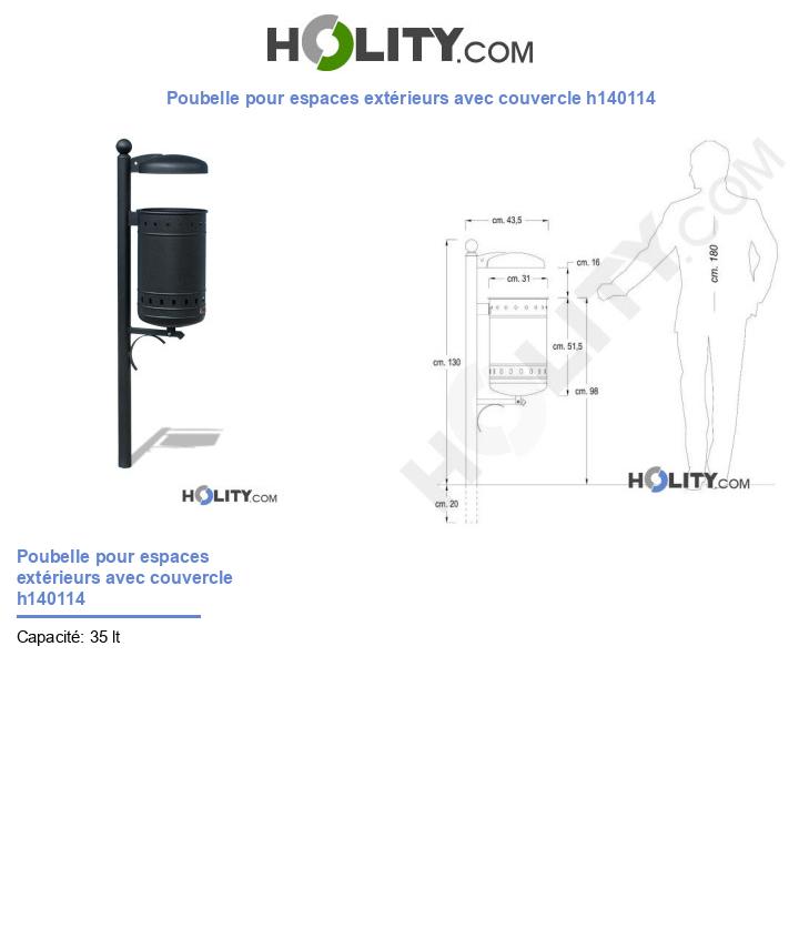 Poubelle pour espaces extérieurs avec couvercle h140114