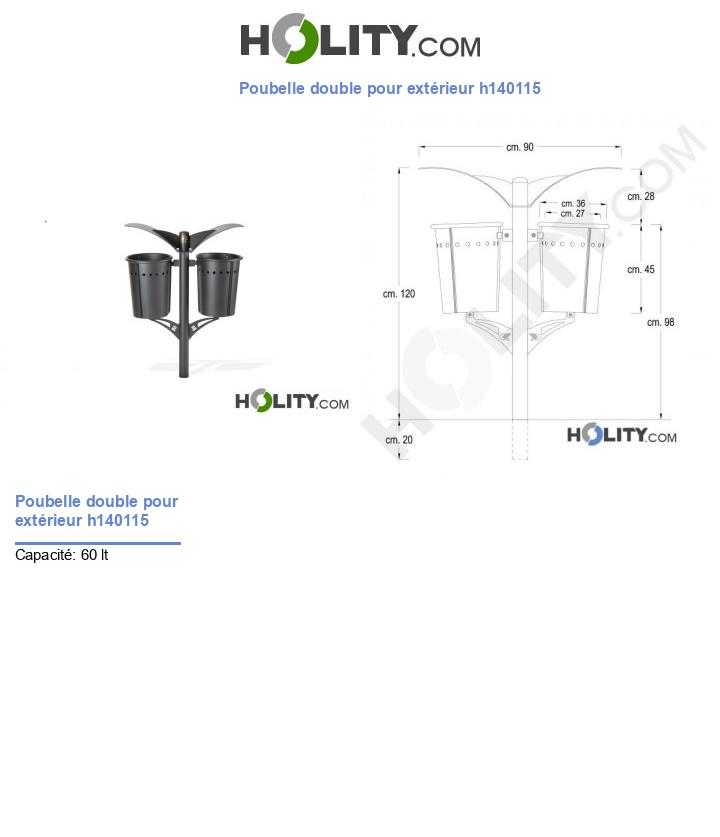 Poubelle double pour extérieur h140115