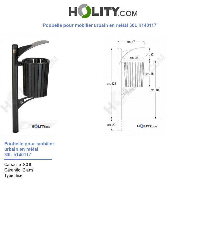 Cestino portarifiuti per arredo urbano in metallo 30 lt h140117