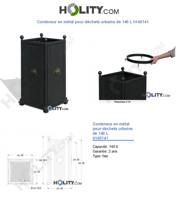 Contenitore in metallo per rifiuti urbani 140 lt h140141