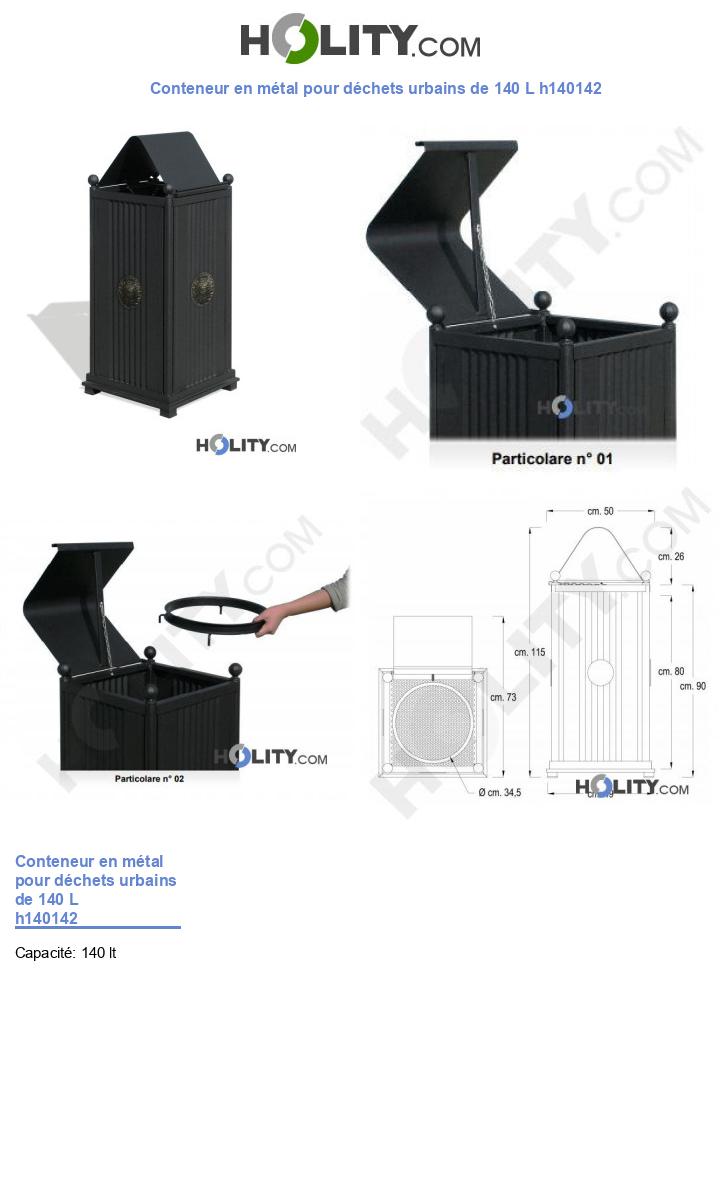 Conteneur en métal pour déchets urbains de 140 L h140142