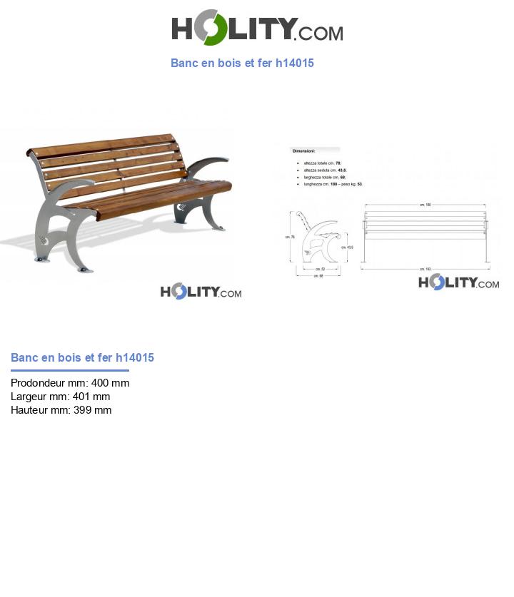 Banc en bois et fer h14015