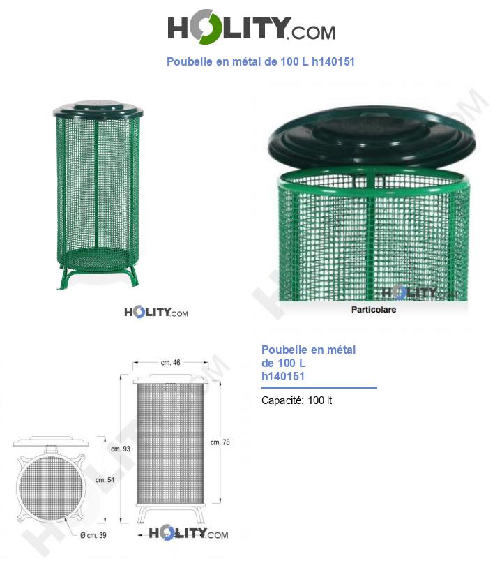 Poubelle en métal de 100 L h140151