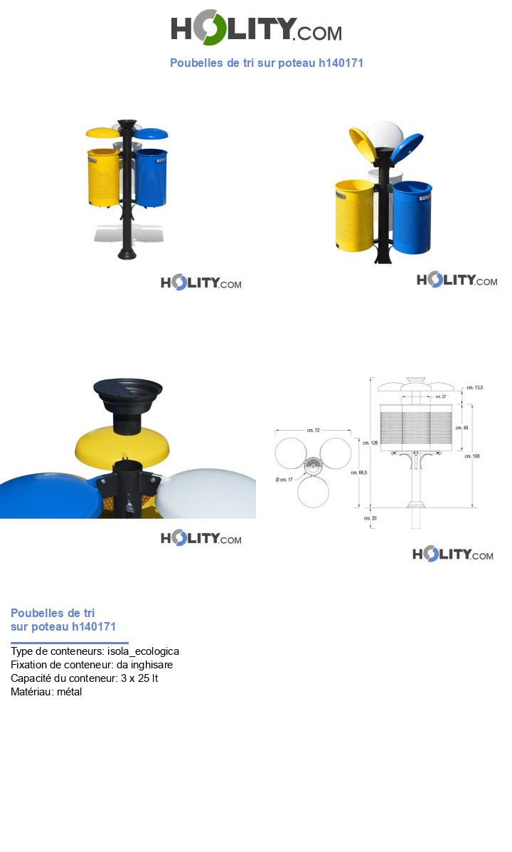 Poubelles de tri sur poteau h140171