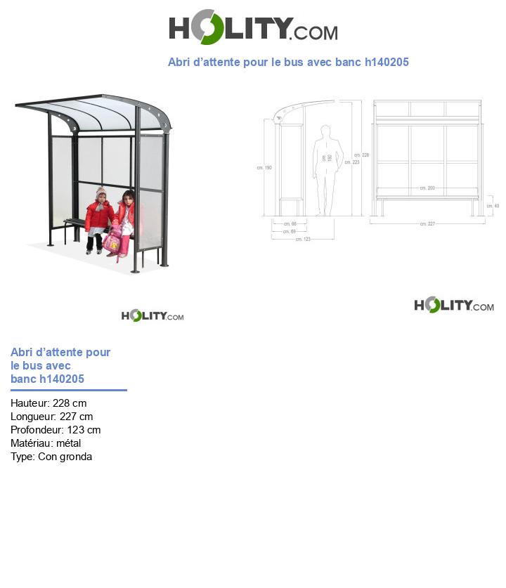 Abri d’attente pour le bus avec banc h140205