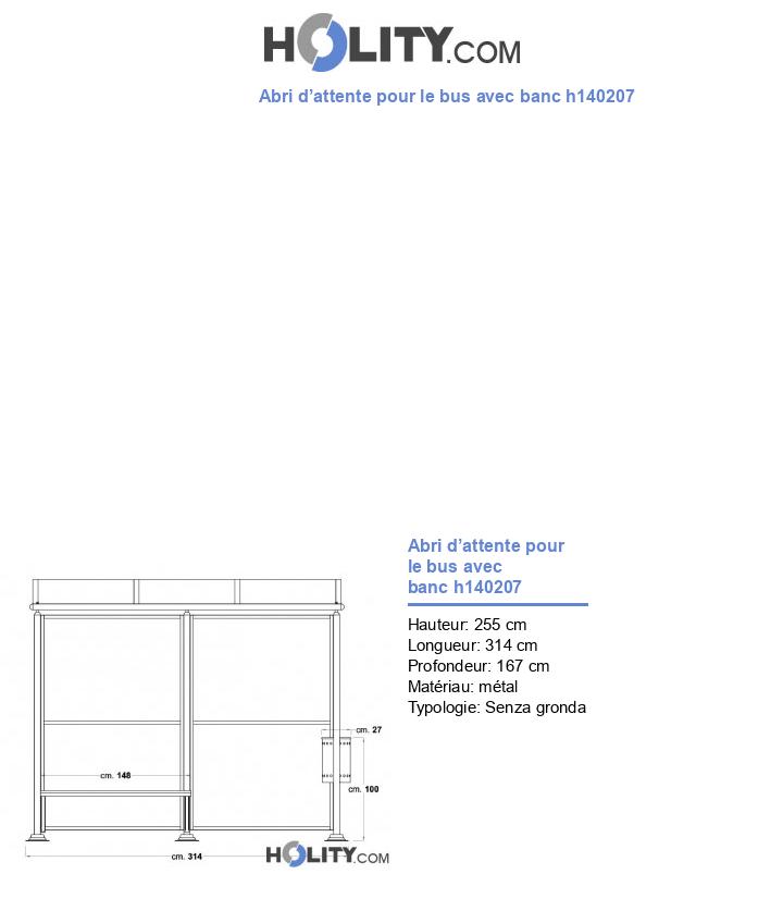 Abri d’attente pour le bus avec banc h140207