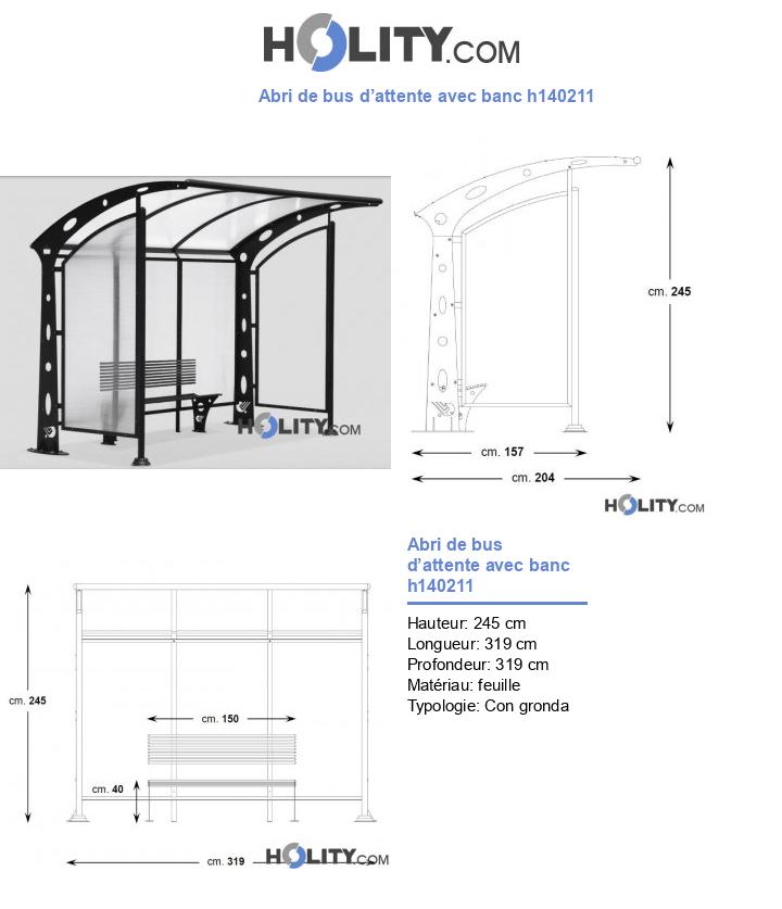 Abri de bus d’attente avec banc h140211