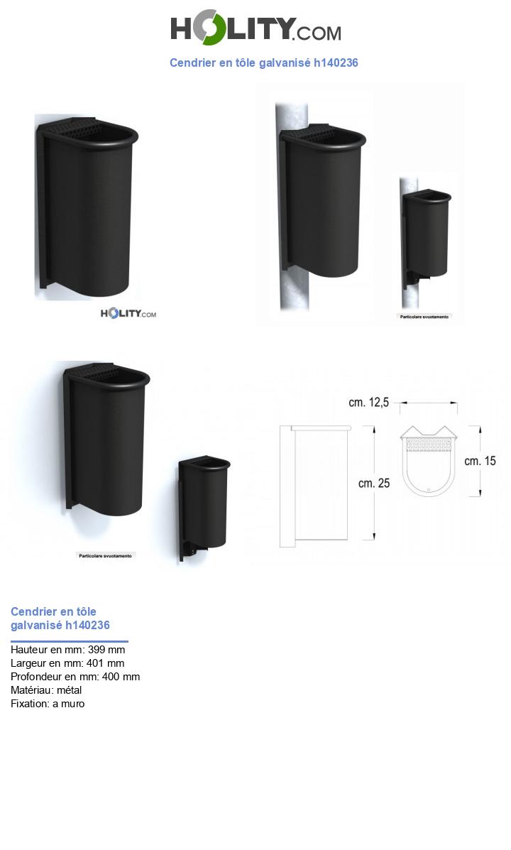 Cendrier en tôle galvanisé h140236
