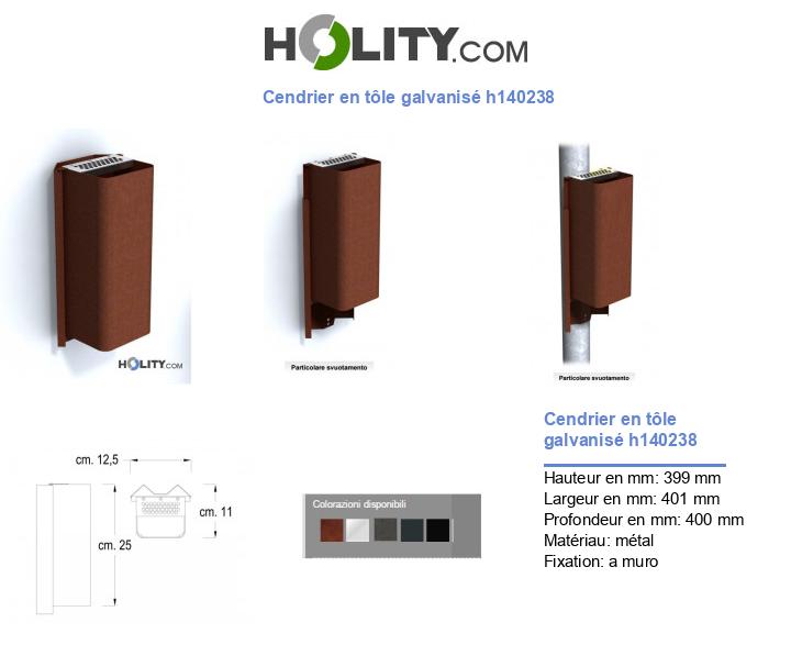 Cendrier en tôle galvanisé h140238