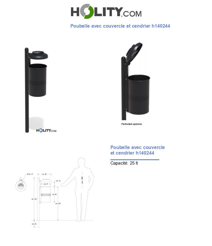 Poubelle avec couvercle et cendrier h140244