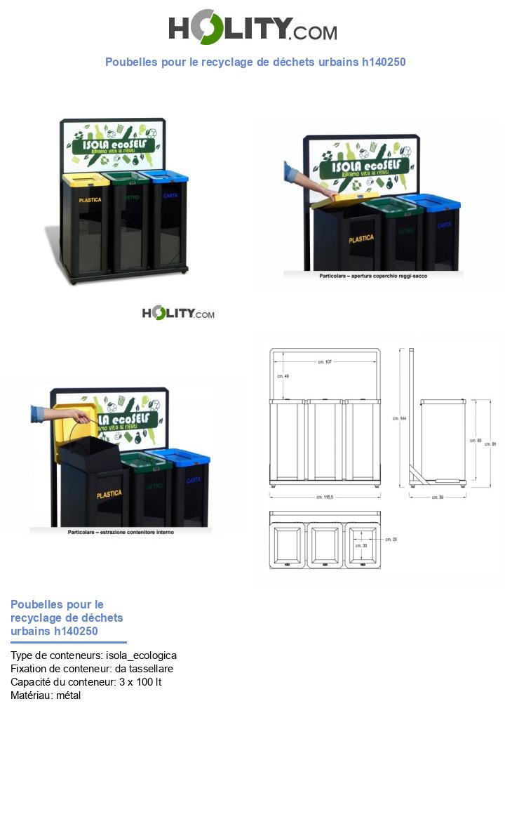 Poubelles pour le recyclage de déchets urbains h140250